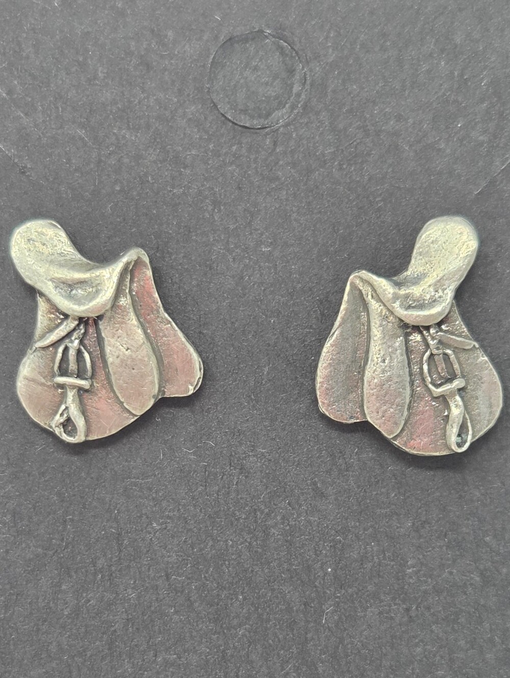 Griff Great Britain Brand Pewter English Saddle Stud Earrings